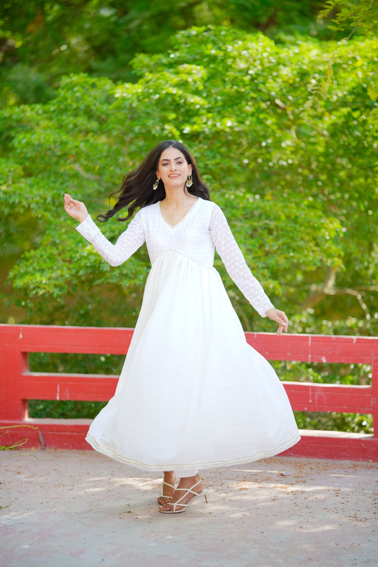 Flora White long maxi dress